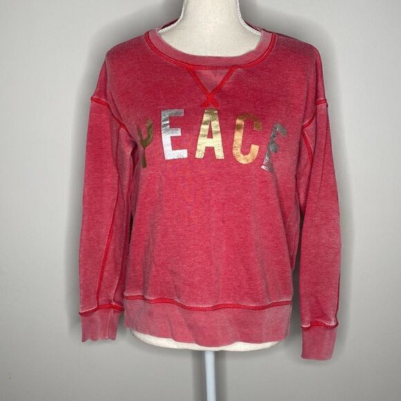 American Eagle Outfitters Women’s Medium Peace Red Sweatshirt - Picture 1 of 5